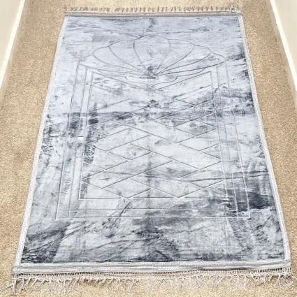 Yumuşak Peluş Seccade Kaymaz Taban 80x120 Gri M1 - 5