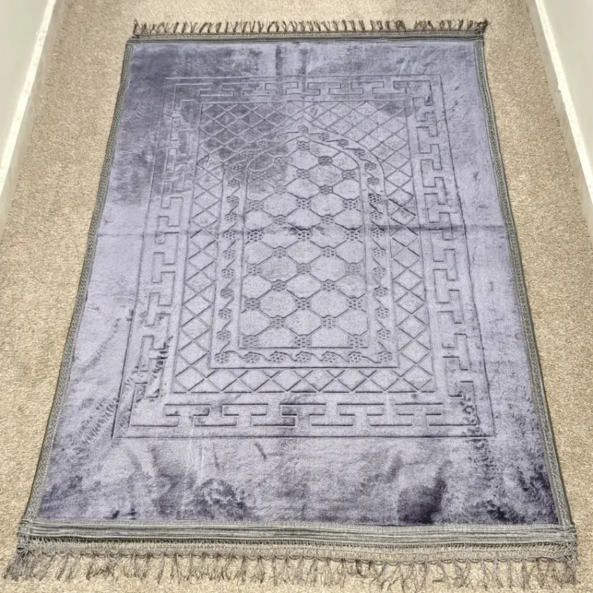 Yumuşak Peluş Seccade Kaymaz Taban 80x120 Mor M1 - 6