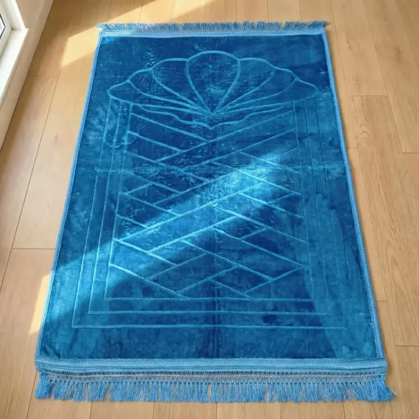 Yumuşak Peluş Seccade Kaymaz Taban 80x120 Petrol Mavi M1 - 1