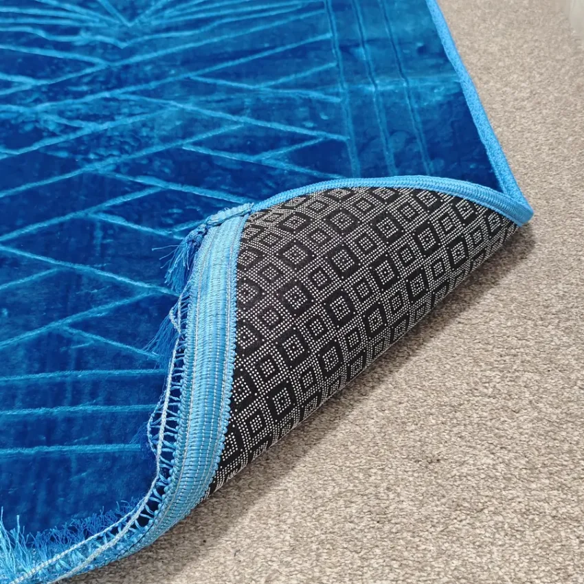 Yumuşak Peluş Seccade Kaymaz Taban 80x120 Petrol Mavi M1 - 3