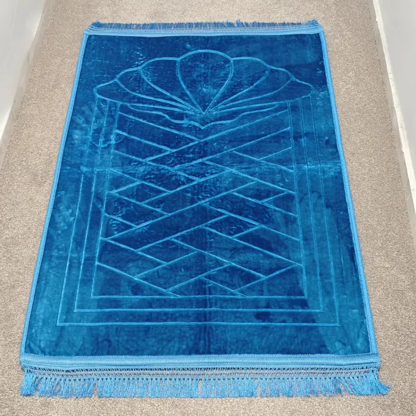 Yumuşak Peluş Seccade Kaymaz Taban 80x120 Petrol Mavi M1 - 6