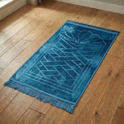 Yumuşak Peluş Seccade Kaymaz Taban 80x120 Turkuaz M1 (1)