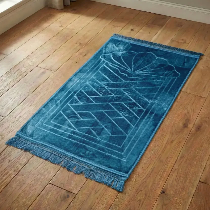 Yumuşak Peluş Seccade Kaymaz Taban 80x120 Turkuaz M1 - 2