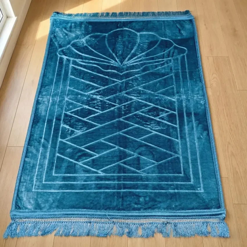 Yumuşak Peluş Seccade Kaymaz Taban 80x120 Turkuaz M1 - 1