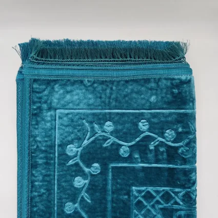 Yumuşak Peluş Seccade Kaymaz Taban 80x120 Turkuaz M1 - 4