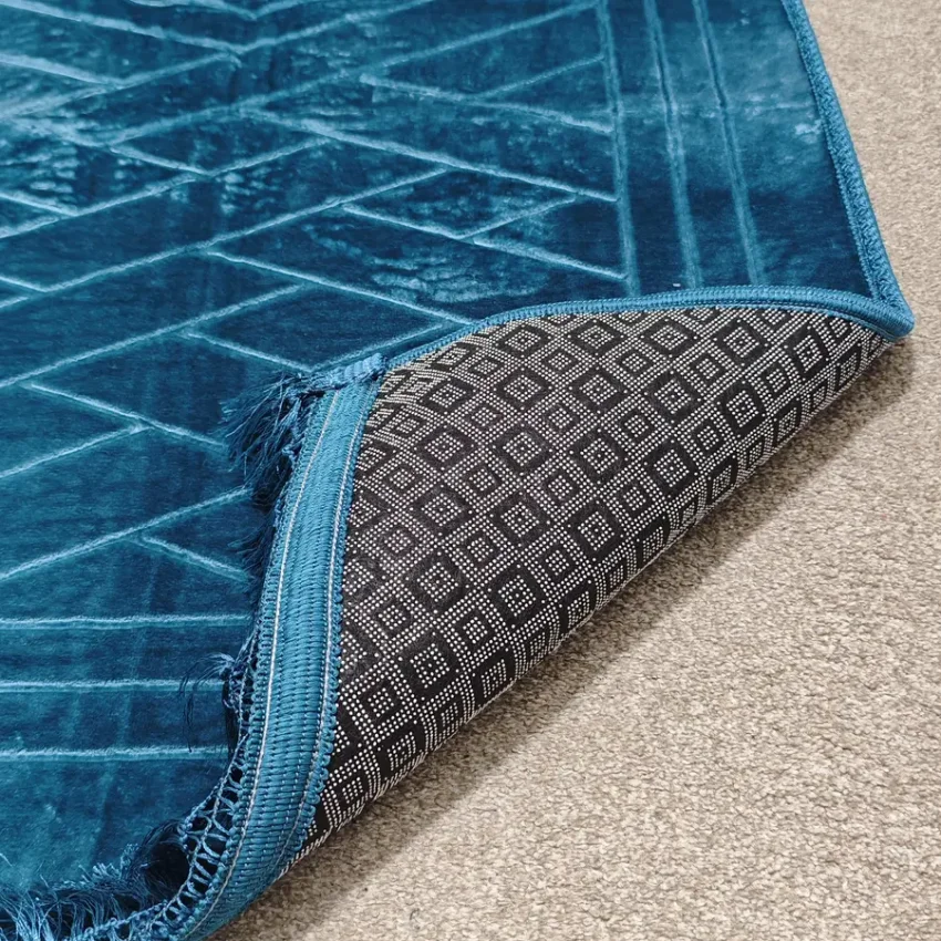 Yumuşak Peluş Seccade Kaymaz Taban 80x120 Turkuaz M1 - 5