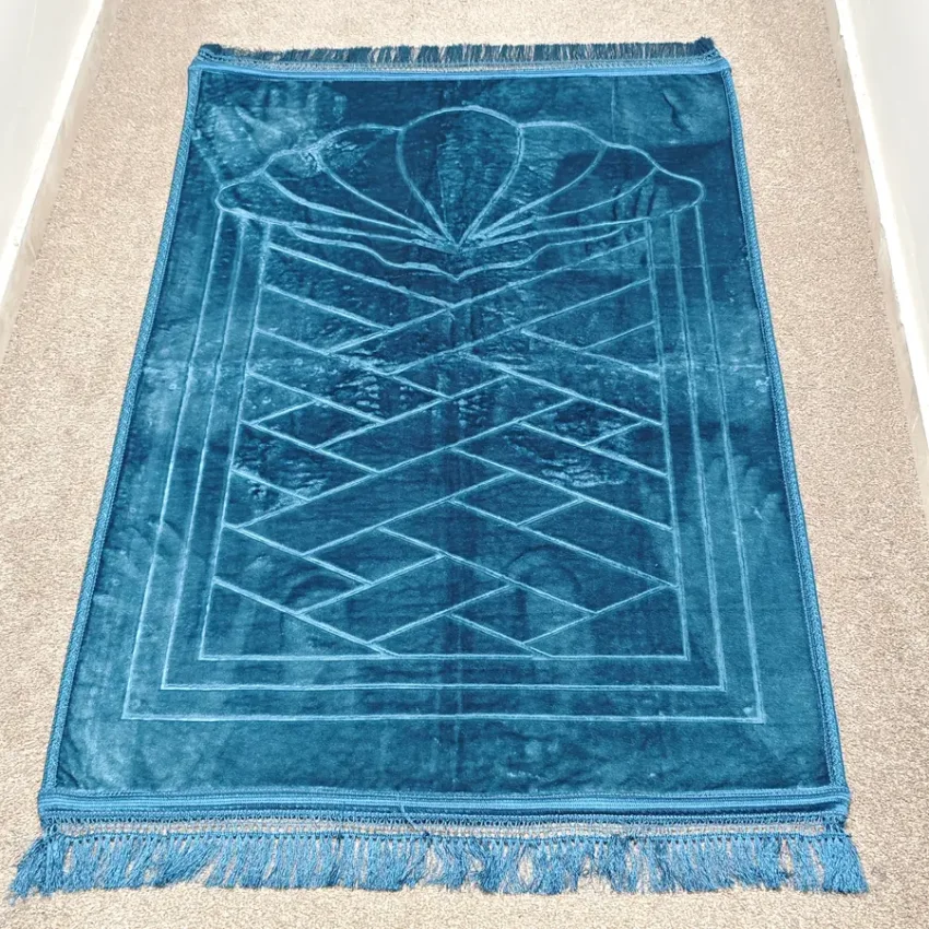 Yumuşak Peluş Seccade Kaymaz Taban 80x120 Turkuaz M1 - 6